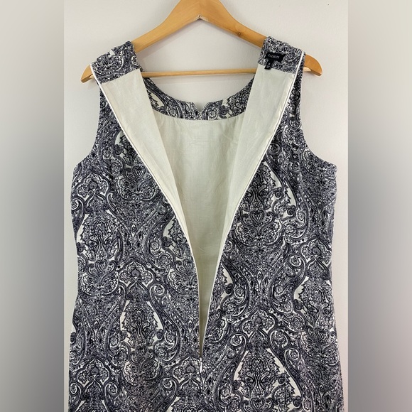 Talbots Women’s Sz 16 Cotton Blend Sheath Shift Dress Lined Paisley Black White - Picture 7 of 9